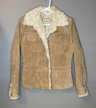 Wilson Leather Maxima Beige Suede with Faux Fur Collar Size Small - £42.65 GBP