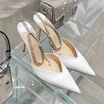 Star style Luxury Rhinestones Chains Women Pumps Elegant High heels Summer Ankle - £39.52 GBP