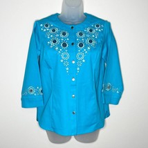 Women&#39;s Bob Mackie Art to Wear blue silver star embellished embroidered blazer  - £19.02 GBP