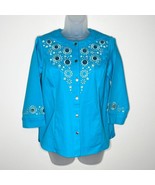 Women&#39;s Bob Mackie Art to Wear blue silver star embellished embroidered ... - £19.03 GBP