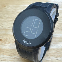 Kenneth Cole Digital Quartz Watch KC1590 Men Black Reverse LCD Date New Battery - £30.36 GBP