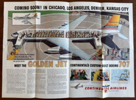 1960s More Chicago-Los Angeles Continental Airlines Boeing 707 Fold Out ... - $197.99