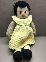 African American little girl handcrafted amigurumi/crocheted doll and Dress 17&quot; - £23.34 GBP