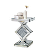 24&quot; Silver Mirrored Glass And Faux Crystals End Table - €328,66 EUR
