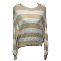 Wild Fable Womens Cropped Sweater Beige White Stripe Long Sleeve Eyelash... - £13.07 GBP