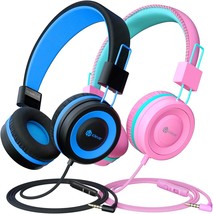 2 Pack Kids Headphones with Microphone Safe Volume Limited 85dB 94dB Wired Headp - £52.18 GBP