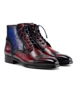 Paul Parkman Mens Shoes Boots Purple Blue Leather Cap Toe Handmade BT956... - $795.88 CAD
