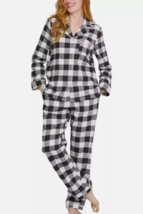 Land&#39;s End 2 piece Flannel Pajama Set Black &amp; White Plaid Women&#39;s Sz XXL... - $20.47