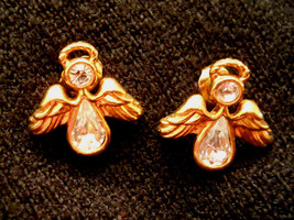 Avon Crystal Rhinestone Angel Pierced Earrings Hypo Allergenic Nickel Free Studs - £15.80 GBP