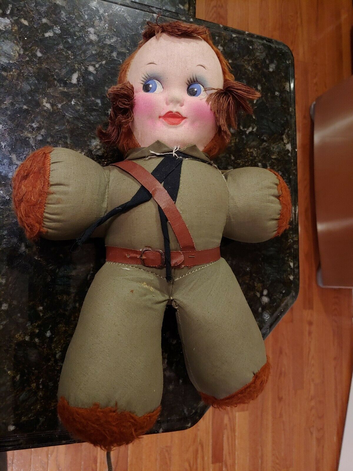 Primary image for Rare Vtge Honey Lou 14" Military Soldier Girl Scout GUND Doll Cloth Face 1930s