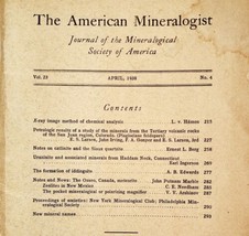 The American Mineralogist Journal 1938 PB Book Volume 23 No 4 Rocks Science E9 - £23.69 GBP