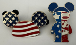 Lot of 2 Disney Patriotic Red White Blue Mickey Ear Vinylmation Pins - £10.10 GBP