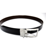 Mens Reversible Black Brown Belt 36&quot; Waist 41.5&quot; Long Silver Buckle - £14.12 GBP