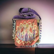 Boho Crossbody Purse Peace Sign-Adjustable Strap-Multi Color Patchwork 8... - $622.11 MXN