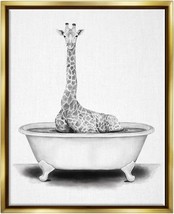 Stupell Industries Giraffe In A Tub Funny Animal Bathroom Drawing, Desig... - £56.09 GBP