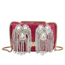 Women&#39;s Shoulder Bags Lock Shell Bag Bags Rivet Metal Fringe Crossbody Bags Bran - $59.81