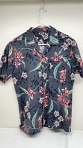 Hawaiian Blues Men&#39;s MedHawaiian Shirt Dark Gray Pink Flowers Green Leaves - $19.75
