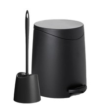 Bathroom Trash Can With Toilet Brush Set Grey Modern 6 Liter Small Waste... - £34.36 GBP