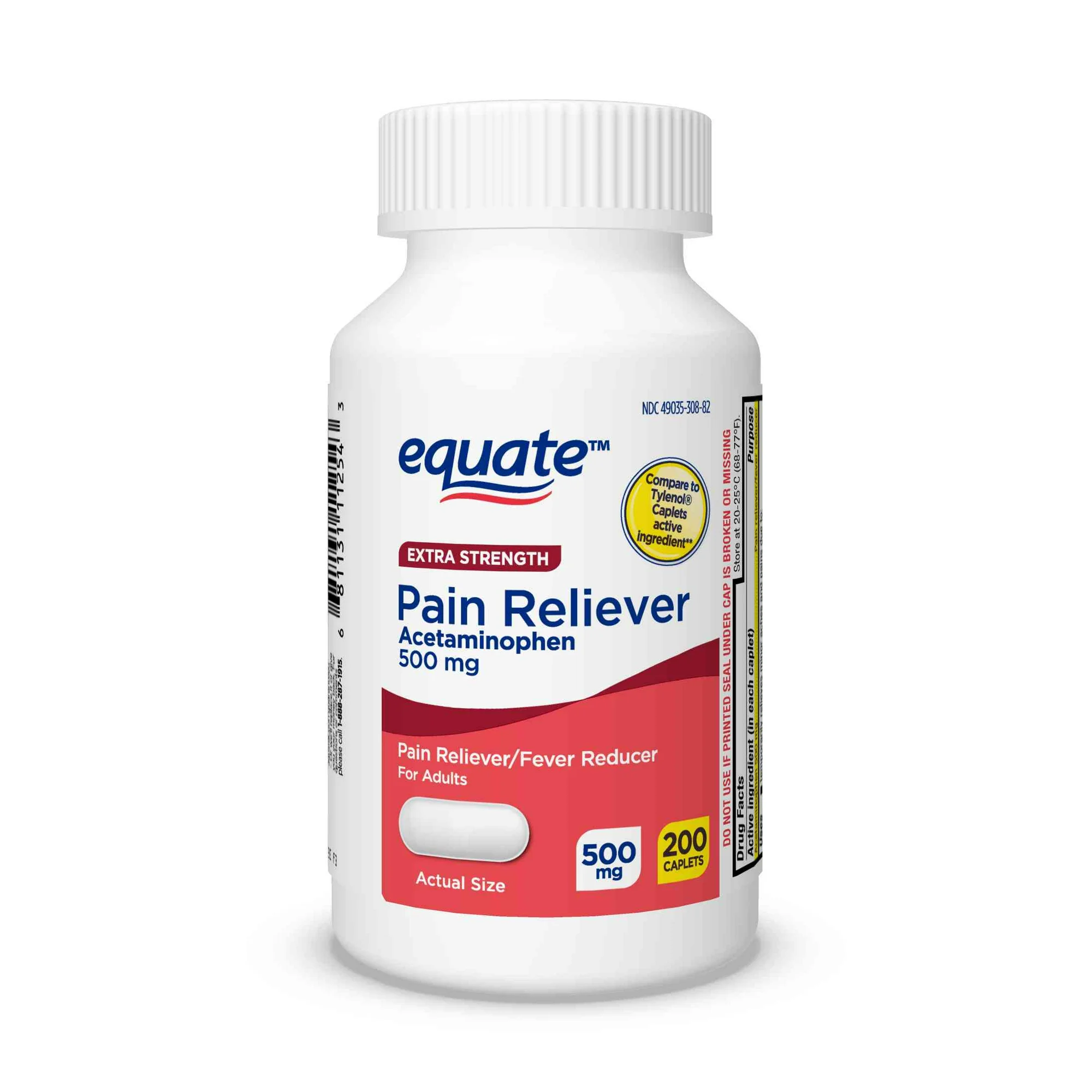 Equate Extra Strength Acetaminophen Caplets, 500 mg, 200 Count  - $27.34 CAD