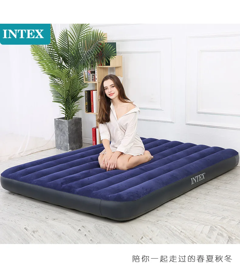 Pvc 76*191*22cm Intex Deep Blue Stripe Flocking Air Bed 64756 Astm F-963,en-71 - £91.69 GBP