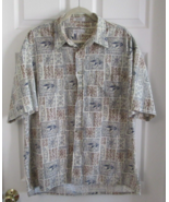 PIERRE CARDIN Beige Men&#39;s Short Sleeve Hawaiian Fish Beach Shirt (XL) - £14.01 GBP