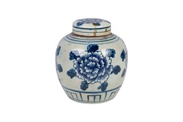 Beautiful Blue and White Floral Flower Porcelain Ginger Jar 6&quot; - £55.68 GBP