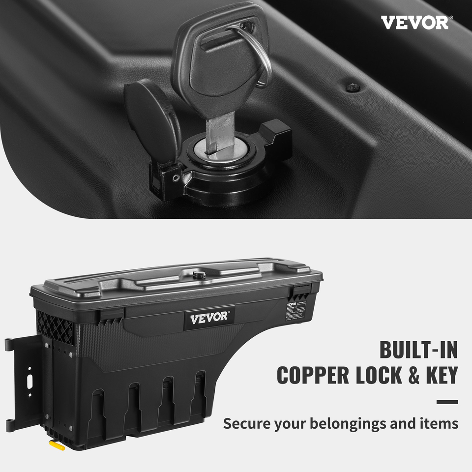 VEVOR Truck Bed Storage Box, Lockable Lid, Waterproof ABS Wheel Well Too... - $136.99