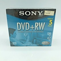 SONY DVD RW DVD 120 min 4.7 GB 1x 4x Speed Compatible 5 Pack New Sealed NEW - $12.16