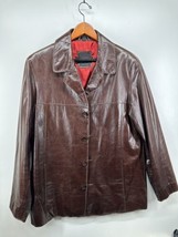 Vintage Rogue by Reilly Olmes  Leather Redish Brown Button-Down Jacket M... - £32.93 GBP