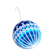 Vintage Blue Cloth Round Lace  Christmas Holiday Ornament  - £7.79 GBP