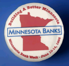 Minnesota Banks 1996 Vintage Pin Button Pin-back - £6.98 GBP