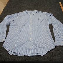 Ralph Lauren Shirt Men XL Blue Stripe Classic Fit Woven Cotton Button Up - $23.10