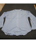 Ralph Lauren Shirt Men XL Blue Stripe Classic Fit Woven Cotton Button Up - £18.40 GBP