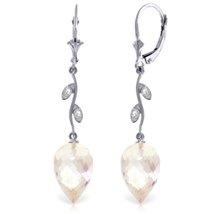 Galaxy Gold GG 14k White Gold Drop Style Earrings with White Topaz and Diamond A - £648.60 GBP