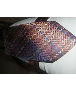 FUSION HANDMADE NECKWARE/100% Silk/Tri Color Basket Weave Design/WITH TAGS - £15.74 GBP