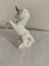 Vintage White Unicorn with Gold Horn Bone China Figure - $144.67 MXN
