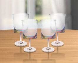 Set of Four Clear and Rainbow Geometric Acrylic Stemmed All Purpose Wine... - $3,446.12 MXN