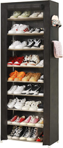 Shoe Storage Organizer Cabinet Tower With Dustproof Cover 9 Tiers Black NEW - $40.45
