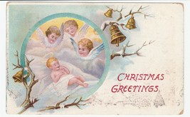 Vintage Postcard Christmas Baby Jesus and Angels Bells 1909 - £5.46 GBP