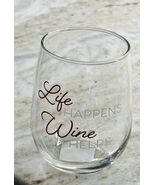 “Life Happens Wine Helps”. 16.8 oz Inspirational Seamless Beer/Wine Glass - $22.07 CAD