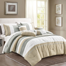 HIG 7 Pieces Taupe Embroidery Luxury Retro Style Comforter Set-Queen King Size - £51.07 GBP+