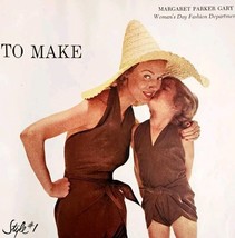 1953 Swimsuit Advertisement One Piece Skirt Wrap Margaret Parker Gray DWLL4 - $483.25 MXN