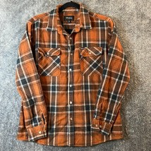 Brixton Flannel Shirt Mens Medium Orange Brown Plaid Soft Button Up Outd... - $20.73