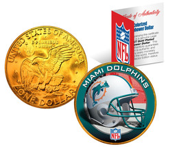 MIAMI DOLPHINS NFL 24K Gold Plated IKE Dollar US Coin * OFFICIALLY LICEN... - $12.16