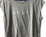 DKNY Womens Size M Gray Spellout Sleeveless Athletic Top Heather - £6.44 GBP