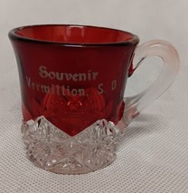 Jefferson Glass Diamond Peg Mug EAPG Vermillion SD Souvenir Ruby Red Cle... - £19.63 GBP