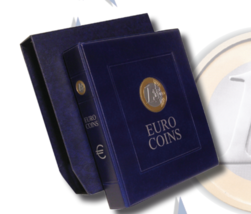 Binder Blue with Case for Collection of Coins Euro Italy &quot; Blank &#39; - $4.31+