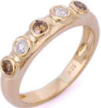 18K Yellow gold and multi-diamond ring - £475.12 GBP