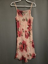 Valerie Stevens Pink Floral Chiffon Slip Dress Size Medium - $533.54 MXN