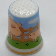 Vintage Porcelain Thimble Mother and Baby Pink Pigs - Made in Japan - $6.98